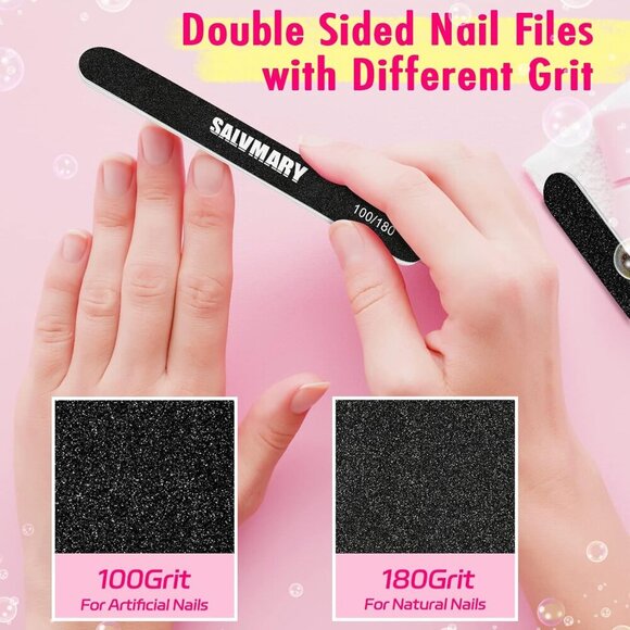 Nail Files and Buffers, Professional Manicure Tools Kit, 100/180 Grit Double Sid - Picture 4 of 6